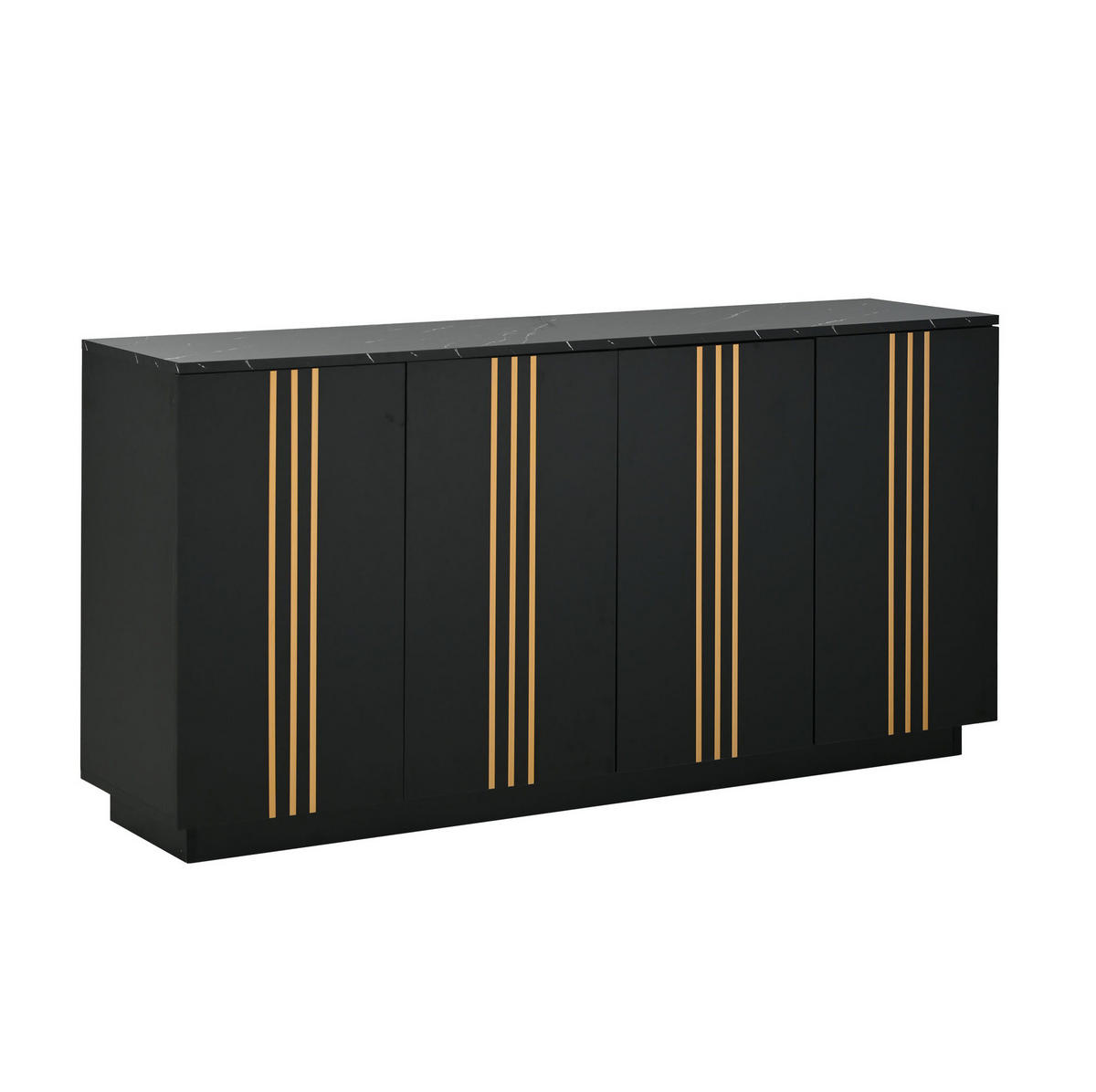SIDEBOARD 140/35/70 cm schwarz aus Spanplatte mit 4 Türen - Schwarz, Holzwerkstoff (140/70/35cm) - OKWISH