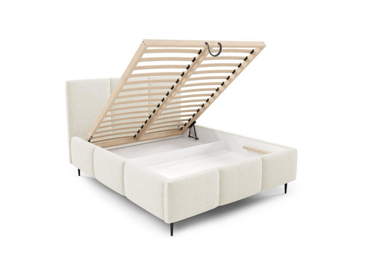 POLSTERBETT Miami Komplettset - Creme, Holzwerkstoff/Textil (160/200cm) - Fun Möbel