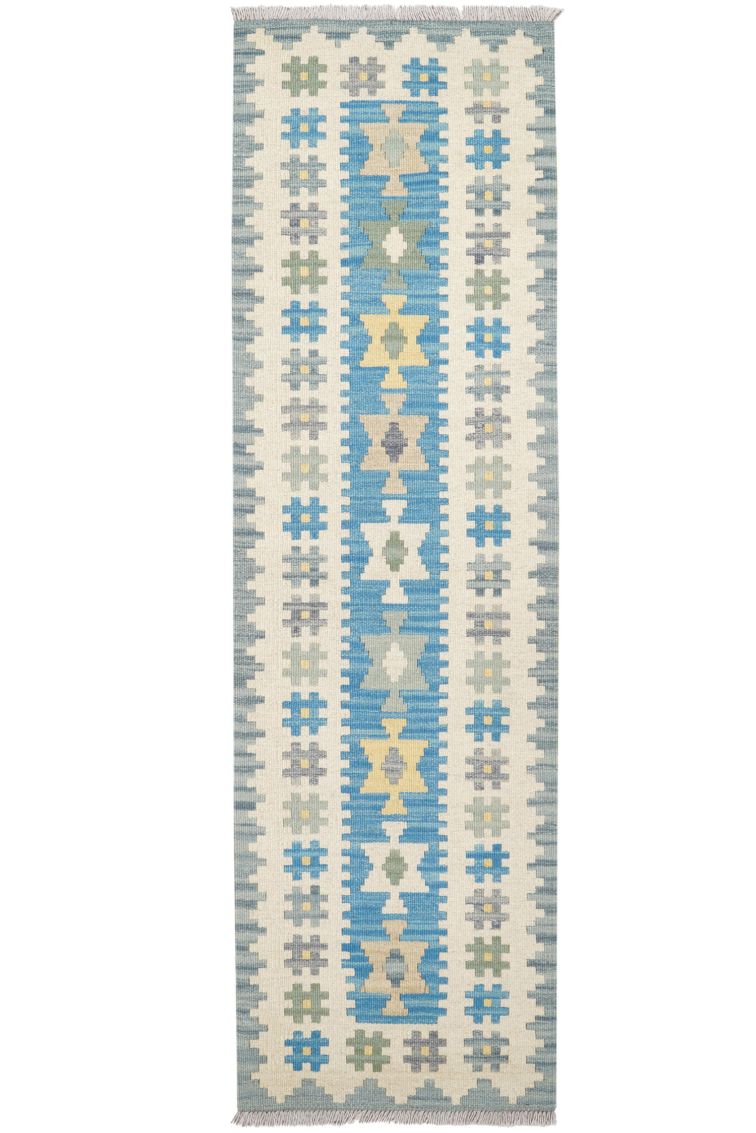HANDWEBTEPPICH Kelim Gashgai Blau 196/57 cm Schurwolle - Blau, Textil (57/196cm) - Looma