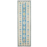 HANDWEBTEPPICH Kelim Gashgai Blau 196/57 cm Schurwolle - Blau, Textil (57/196cm) - Looma