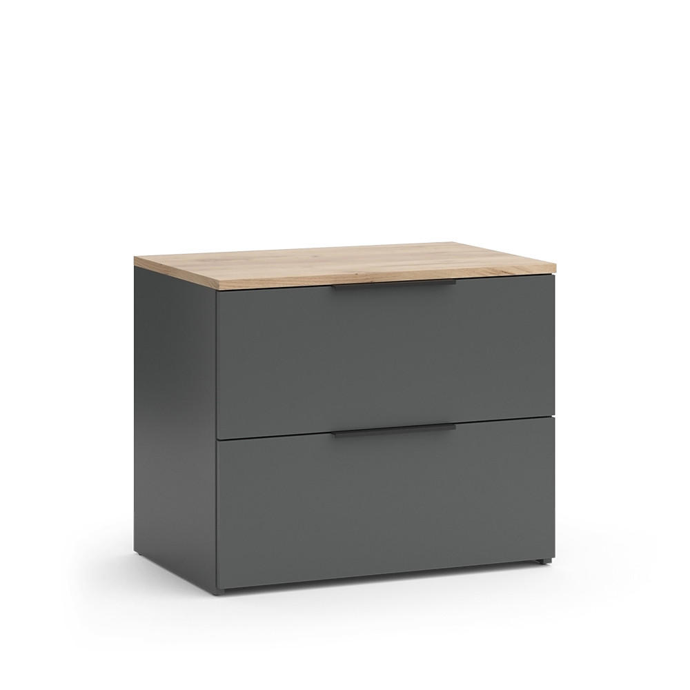 KOMMODE Wido Anthrazit 60 x 50 cm mit 2 Schubladen - Anthrazit/Sonoma Eiche, Holzwerkstoff (60/50/40cm) - Vicco