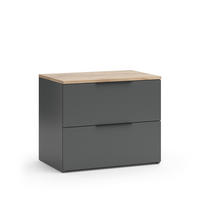 KOMMODE Wido Anthrazit 60 x 50 cm mit 2 Schubladen - Anthrazit/Sonoma Eiche, Holzwerkstoff (60/50/40cm) - Vicco
