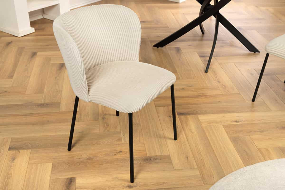 STUHL LYON Cord Beige 75 cm - Beige/Schwarz, Textil/Metall (54/75/58cm) - riess-ambiente