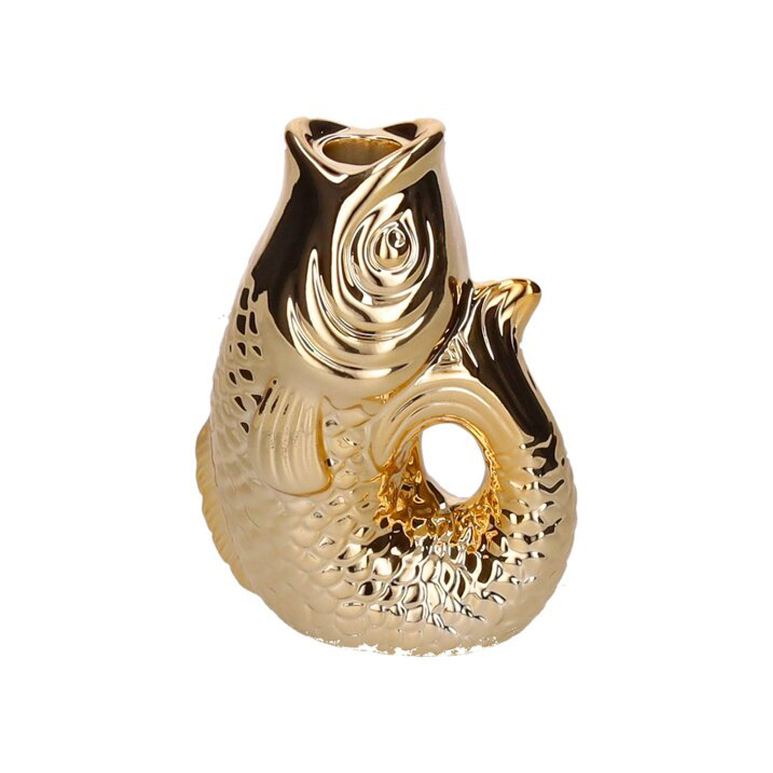 KERZENHALTER Monsieur Carafon S Fisch-Form, Steingut, Gold, H 16.2 cm - Goldfarben, Stein (9.2/17.7/13.5cm) - Gift Company