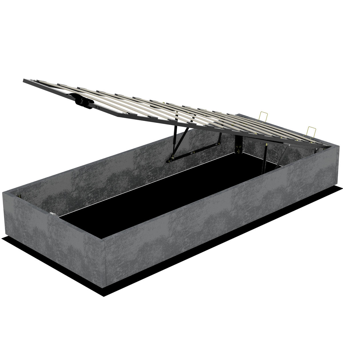 POLSTERBETT 90/200 cm mit stabilem Metallgestell und Gaslift, Grau - Grau, Textil (90/200cm) - Redom