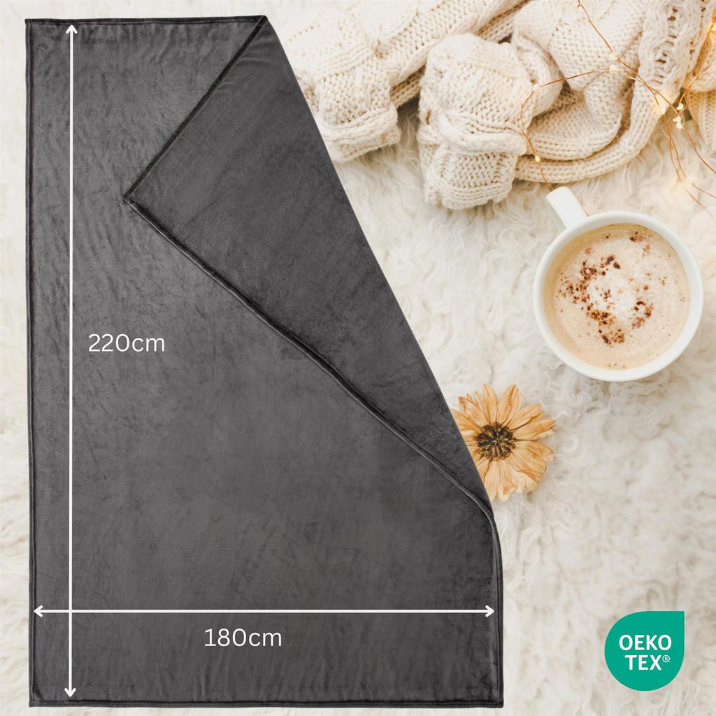 Thumbnail - Carpe Sonno Kuscheldecke, Anthrazit, Textil, Uni, Füllung: Polyester, Rechteckig, 180x220 cm, Oeko-Tex® Standard 100, Wo...