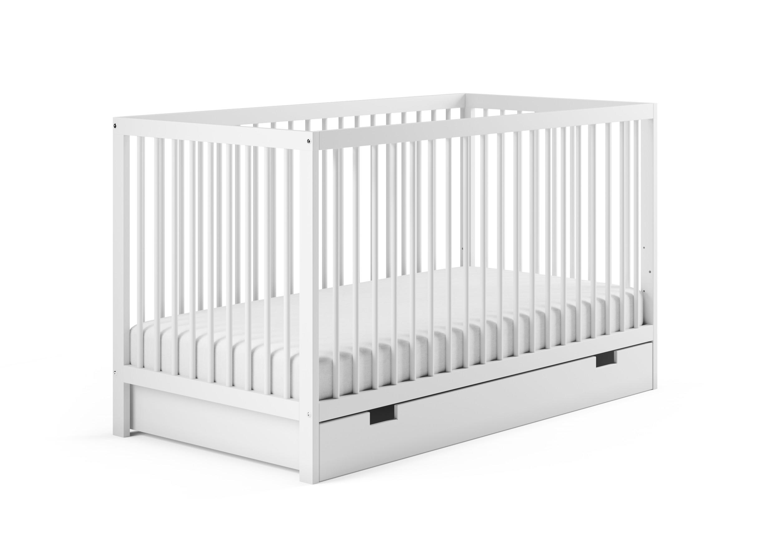 BABYBETT mit Schublade und Matratze 60x120 cm in Weiß - Weiß, Holz (60/120cm) - Kids Collective