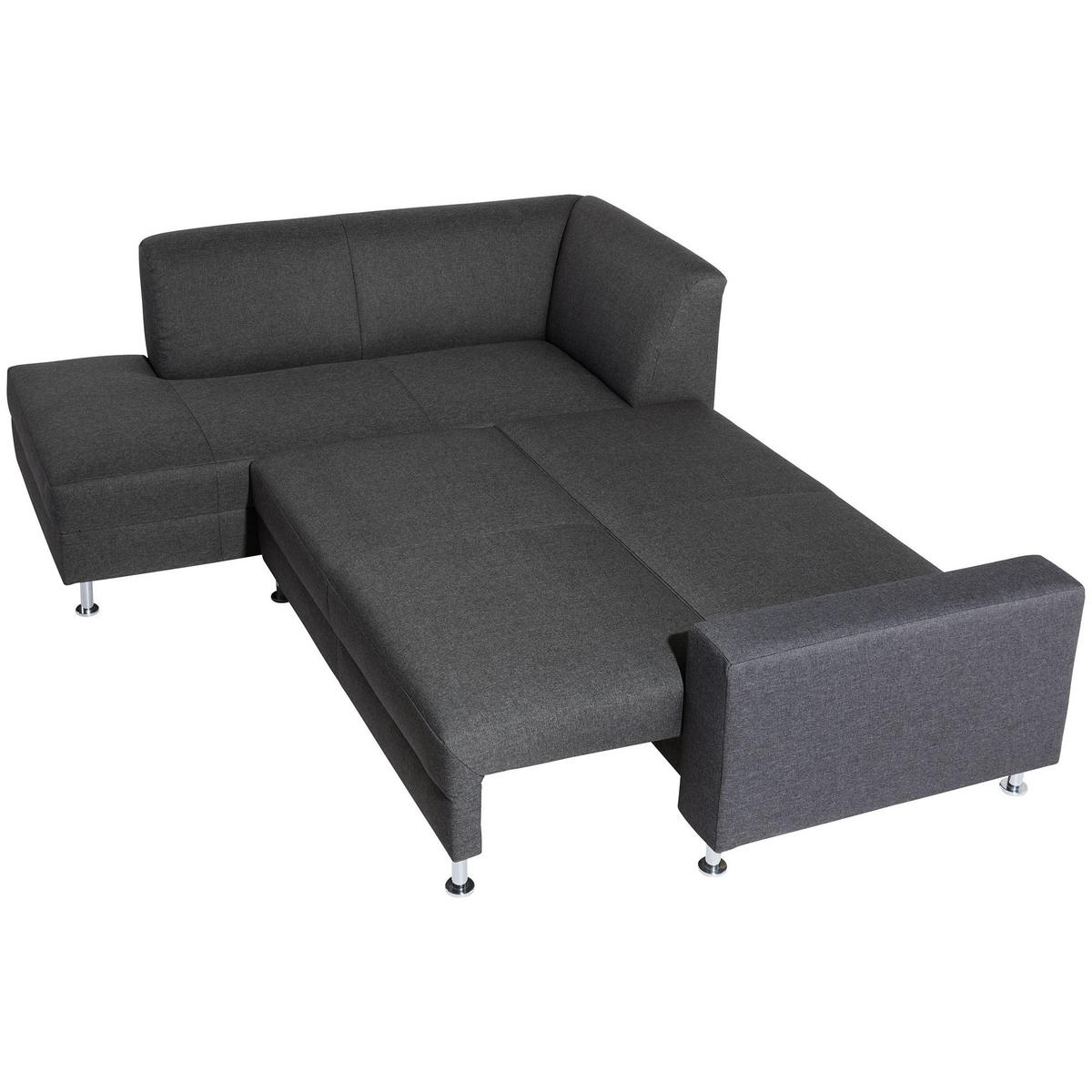 ECKSOFA mit Schlaffunktion Katrine Flachgewebe graphit - Graphitfarben, Kunststoff (190/245cm) - 58aufmkessel