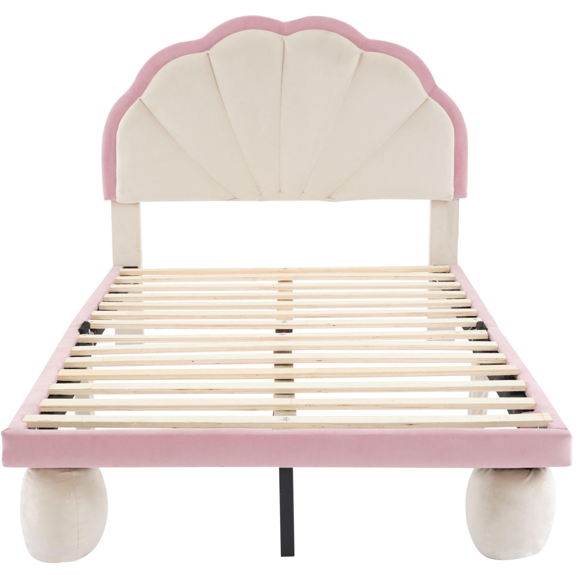 POLSTERBETT 90/200 cm in Beige und Rosa mit LED-Beleuchtung - Weiß, Textil (90/200cm) - Flora Grace