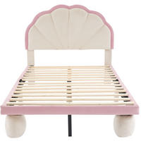 POLSTERBETT 90/200 cm in Beige und Rosa mit LED-Beleuchtung - Weiß, Textil (90/200cm) - Flora Grace