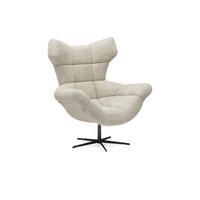 SESSEL SENSI Relaxstuhl mit 360° Drehung und Schwingfunktion – Lux-Schaumkissen, Beige, 104x46x119 cm - Beige/Schwarz, Holz/Textil (104/119/84cm) - DomoHome