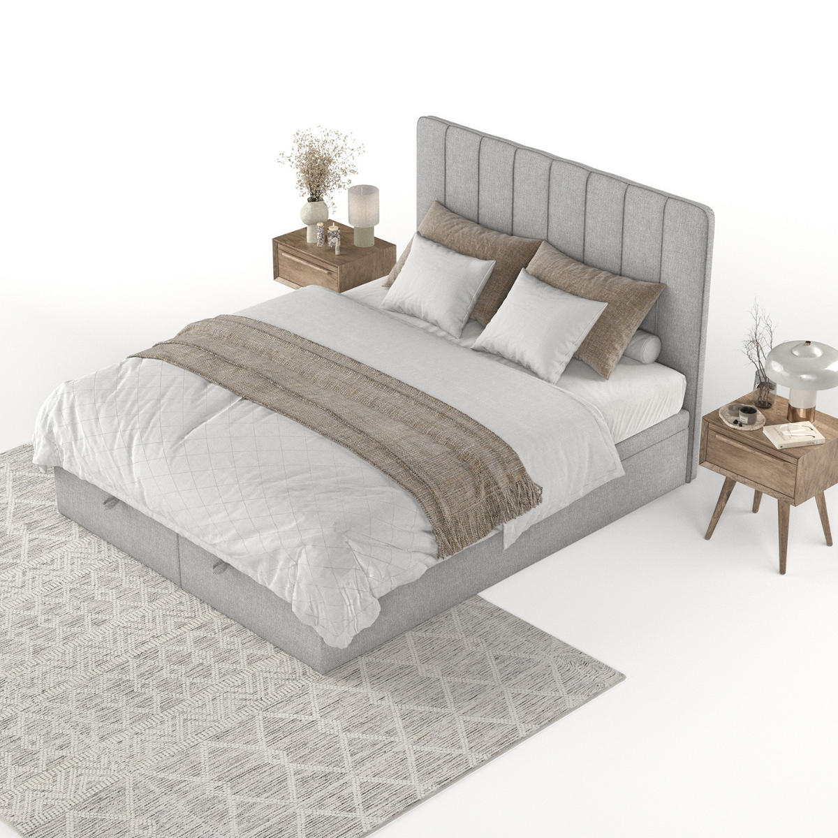 POLSTERBETT Vienna mit Stauraum 120/200 cm Grau im Megan Stoff - Schwarz/Grau, Holz/Holzwerkstoff (120/200cm) - AltaBeds