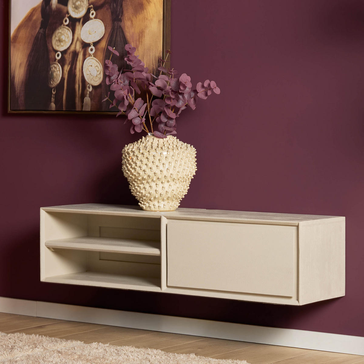 LOWBOARD Mangoholz Sandfarben 120x35x30 cm - Sandfarben, Holz (120/30/35cm)