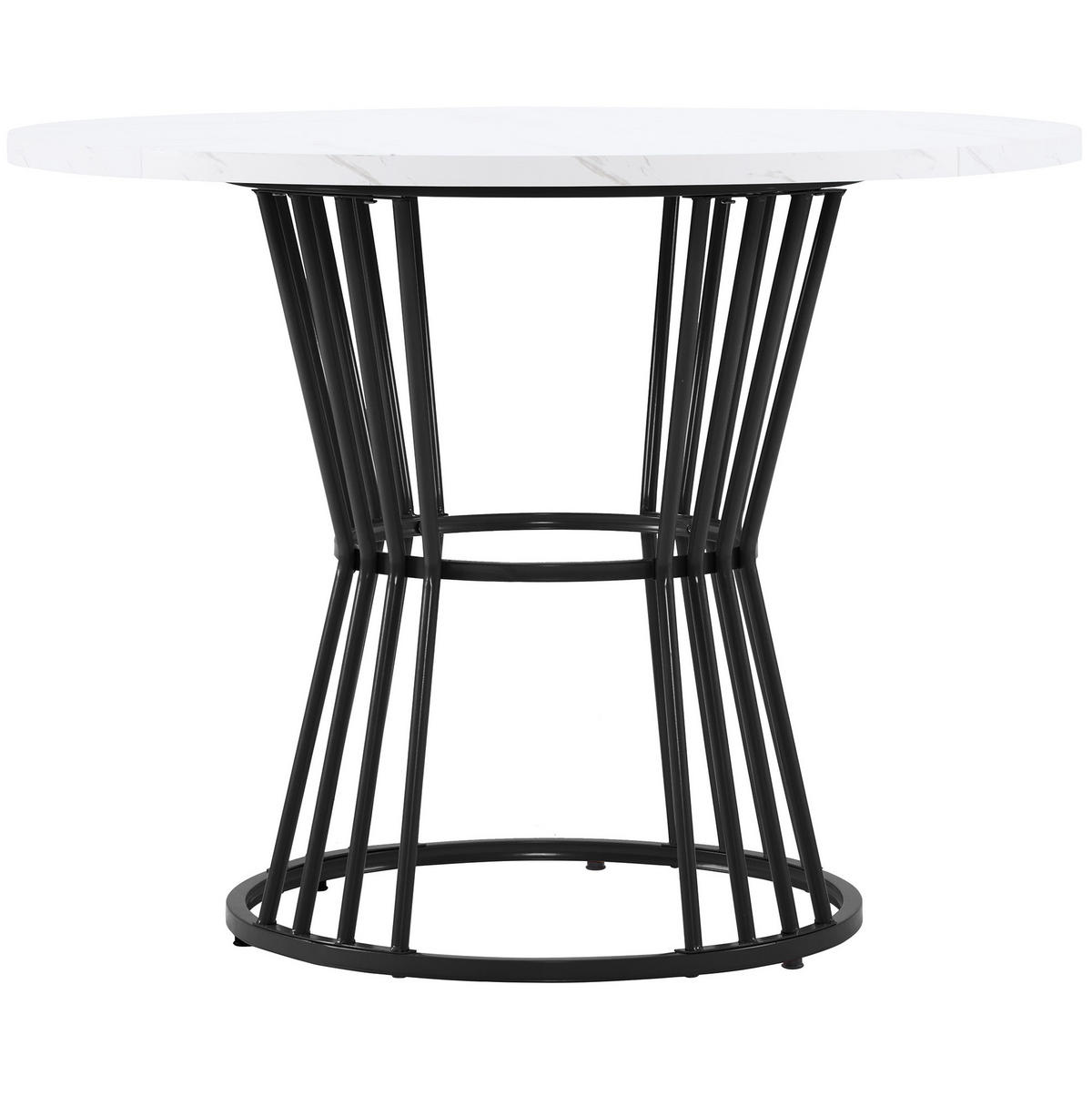ESSTISCH 100x100x75 cm in Weiß und Schwarz aus MDF mit Marmormuster auf schwarzem Metallgestell - Schwarz, Holzwerkstoff (100/100/75cm) - Modfu