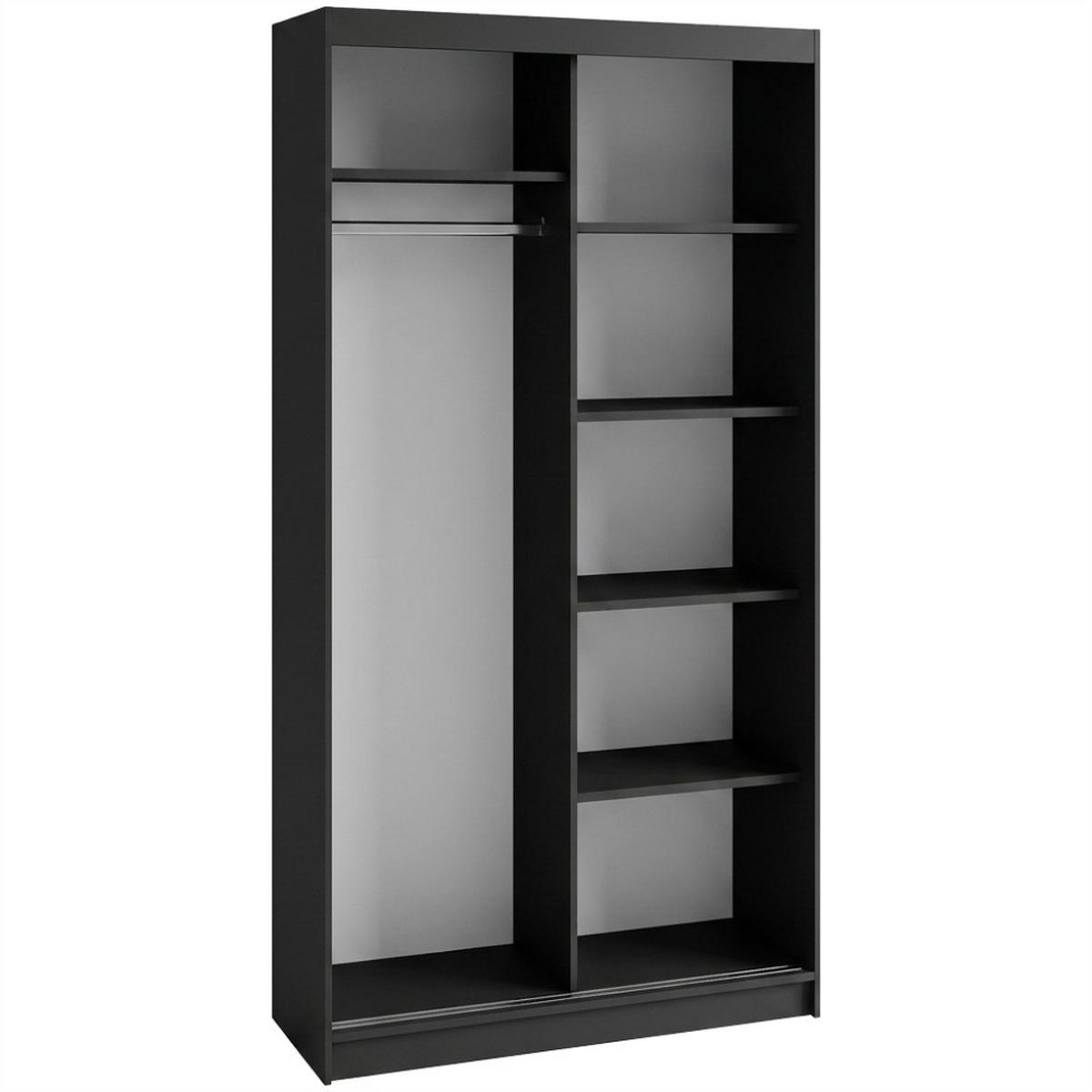 SCHWEBETÜRENSCHRANK Donatello 100/205/60 2-türig schwarz mit Spiegel - Schwarz, Holzwerkstoff (100/205/60cm) - Beautysofa