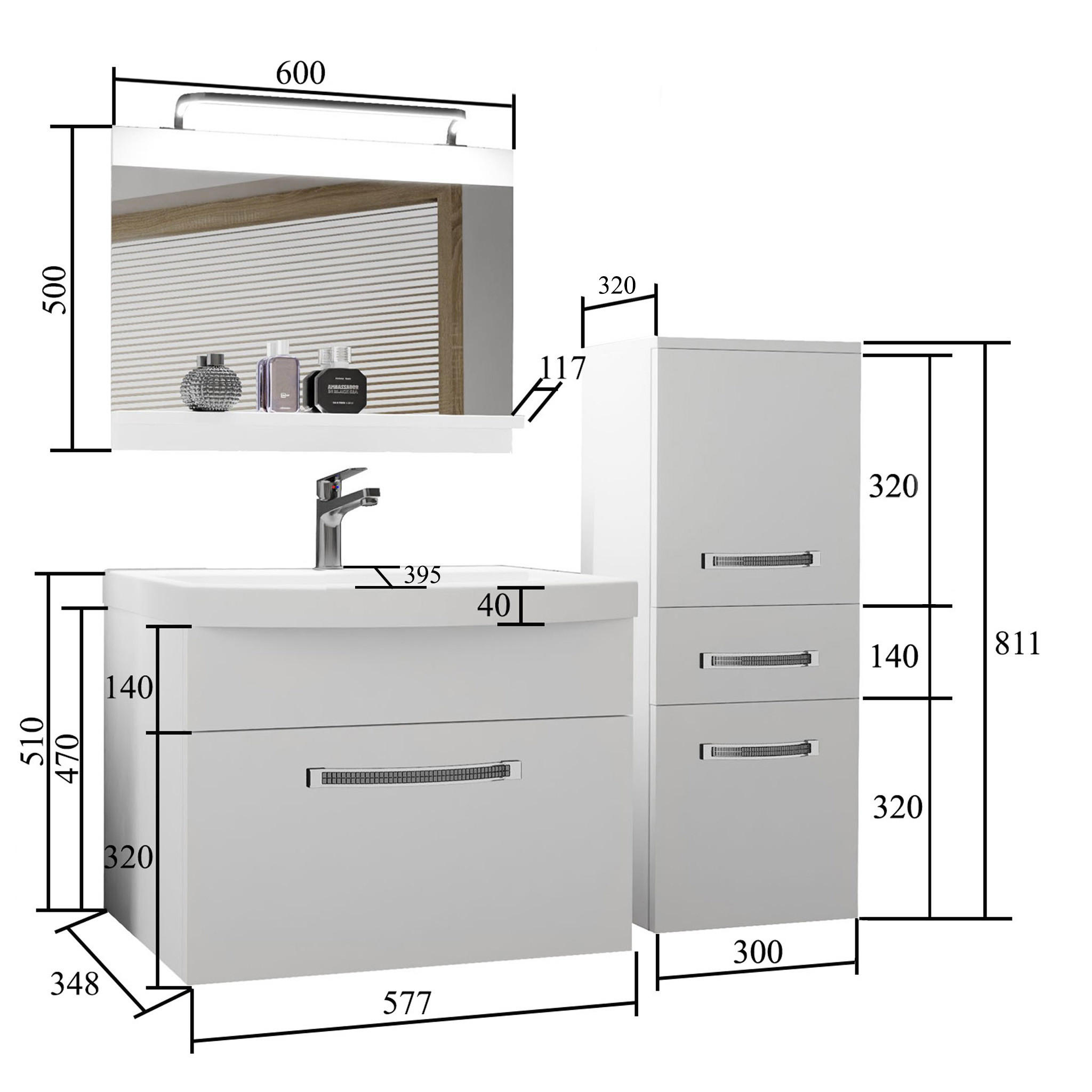 Thumbnail - B Belini Group Badmöbel, Silbereichen, Holz, 100x81x40 cm, Badezimmer, Badmöbelsets & Badmöbelserien, Badmöbel-Sets