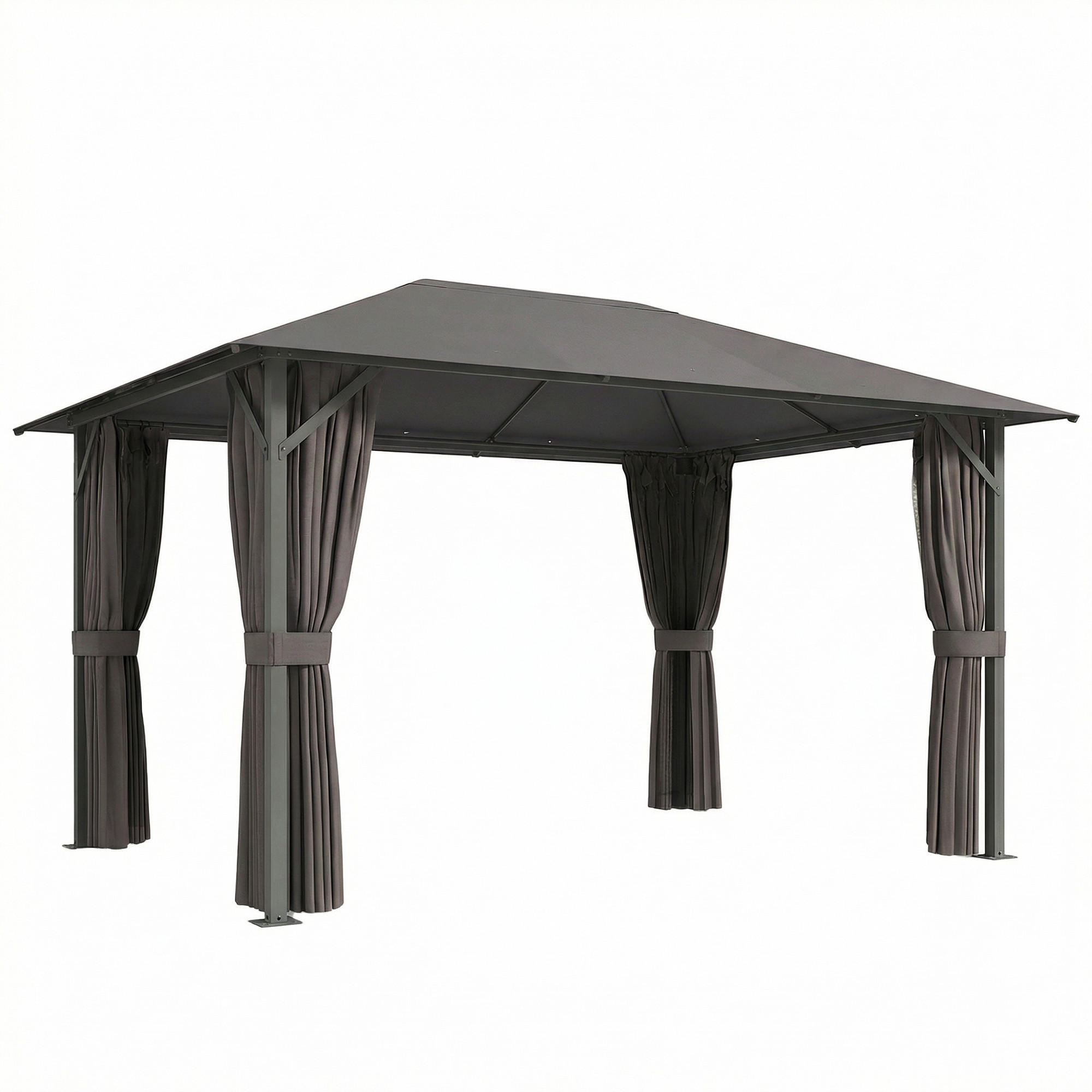 PAVILLON Metall Polyester Dunkelgrau - Dunkelgrau, Textil/Metall (294/255/394cm) - Outsunny