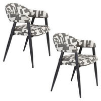 ESSZIMMERSTÜHLE Miyo Dunkelgrau - 2 er Set - Schwarz, Metall (55/81/58cm) - Dutchbone