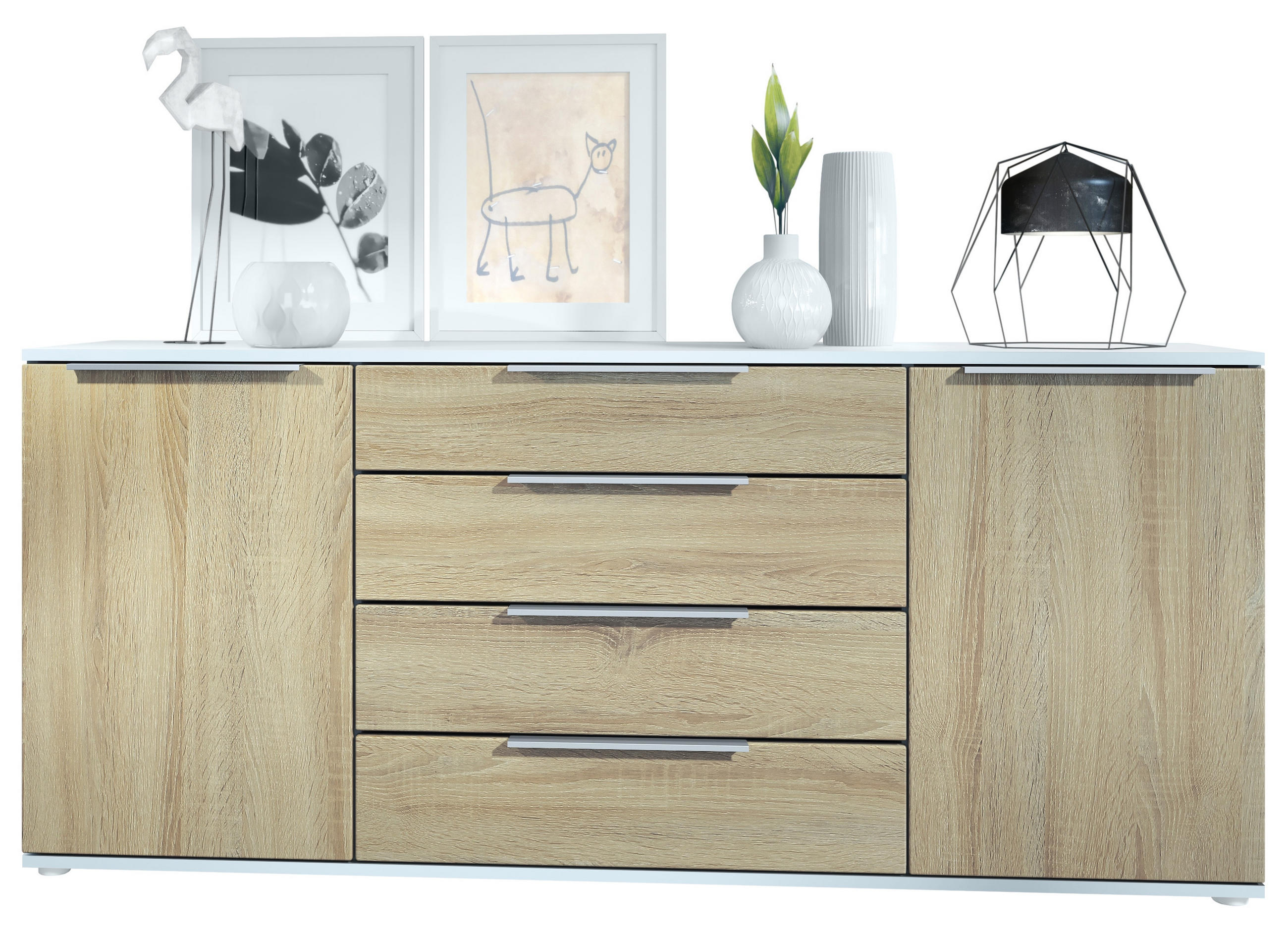 SIDEBOARD Porto Eiche sägerau - Eiche San Remo, Holzwerkstoff (166.5/72.5/35cm) - Vladon