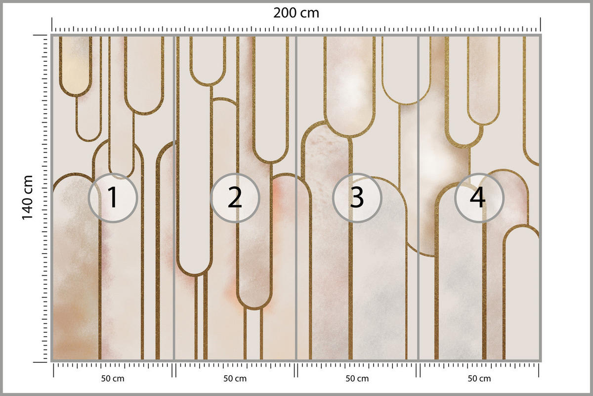 FOTOTAPETE für Wohnzimmer Abstraktion Art Deco 200x140 - Beige/Rosa, Papier (200/140cm) - Muralo