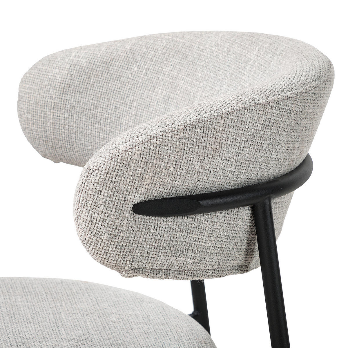 POLSTERSTUHL - 2er-Set - Strukturstoff / Edelstahl - Hellgrau/Schwarz, Textil/Metall (55/79/58cm) - home24