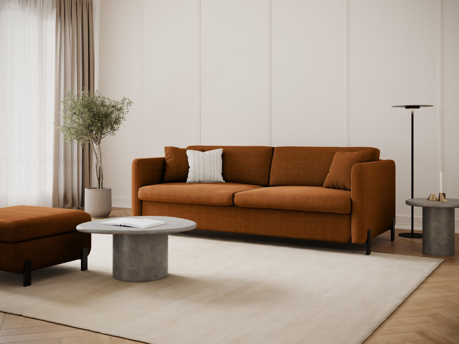 Thumbnail - Micadoni Sofa, Orange, Textil, 2-Sitzer, 102x80x182 cm, Hergestellt in Europa, Oeko-Tex®, Wohnzimmer, Sofas & Couches, S...