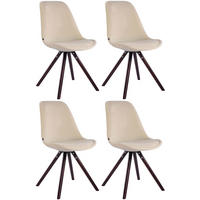 STUHL 4er Set Samt creme - Creme/Cappuccino, Holz/Textil (48/84/56cm) - CLP