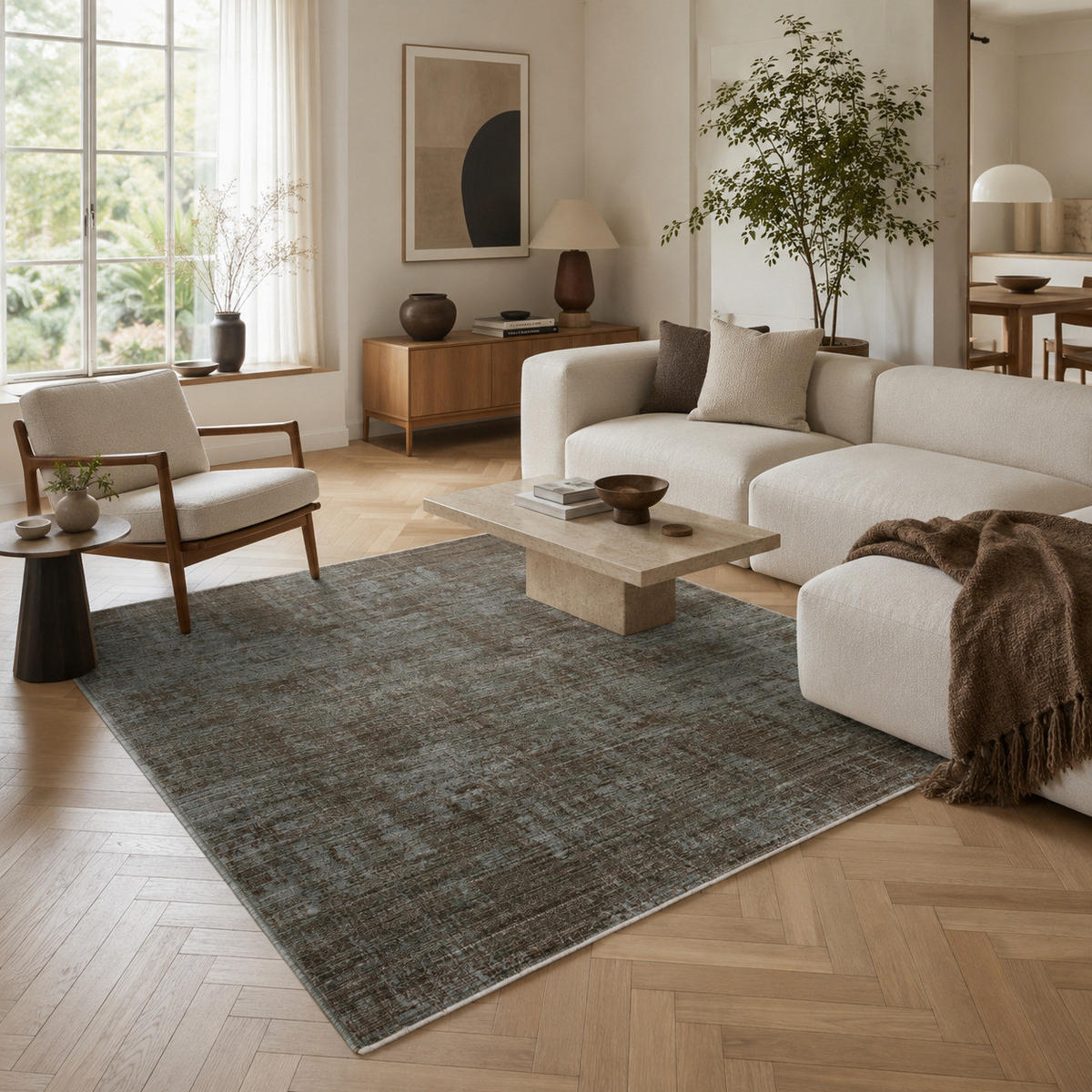VINTAGE TEPPICH SORENA - Petrol, Textil (160/240cm) - Pergamon