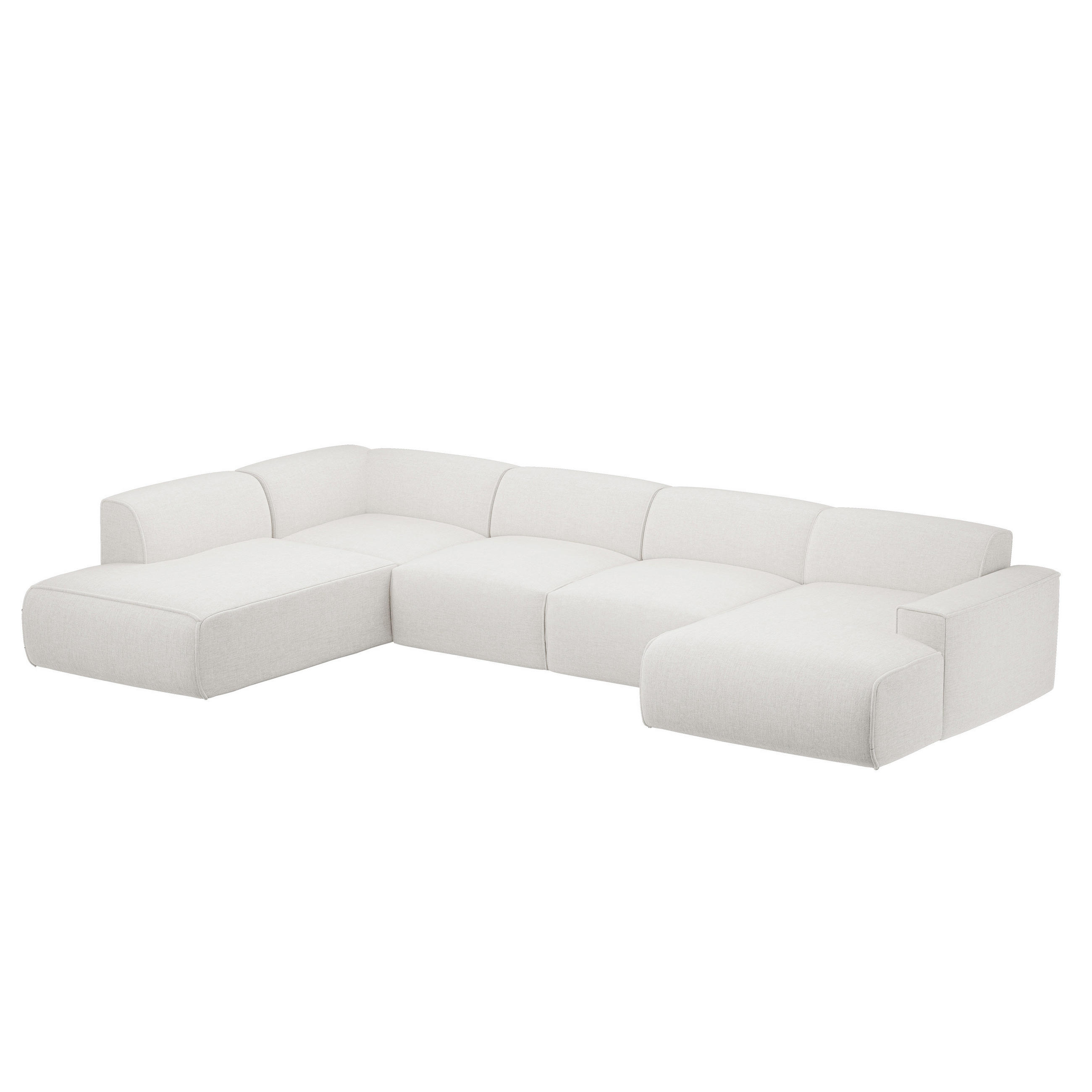 WOHNLANDSCHAFT DOVE Chenille-Stoff in Beige - Beige, Holzwerkstoff/Kunststoff (300/85/200cm) - Idohome