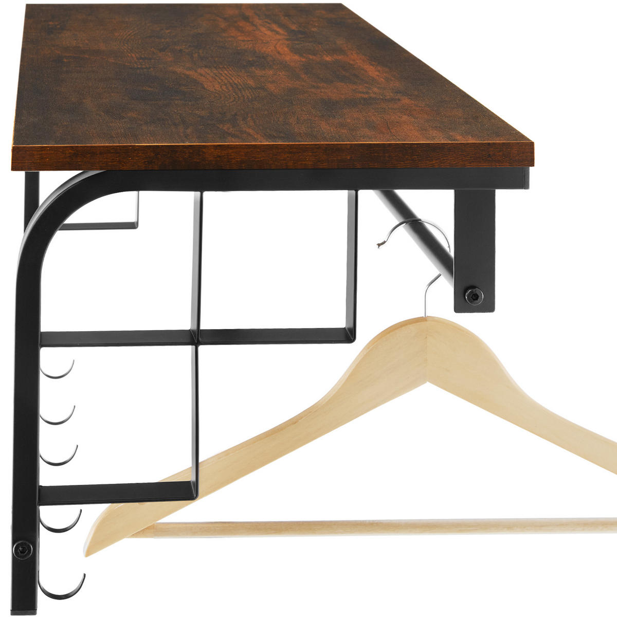 WANDGARDEROBE Westwood,66 x 30 x 27 cm,Industrial Holz dunkel, rustikal - Rostfarben, Holz (66/27/30cm) - tectake