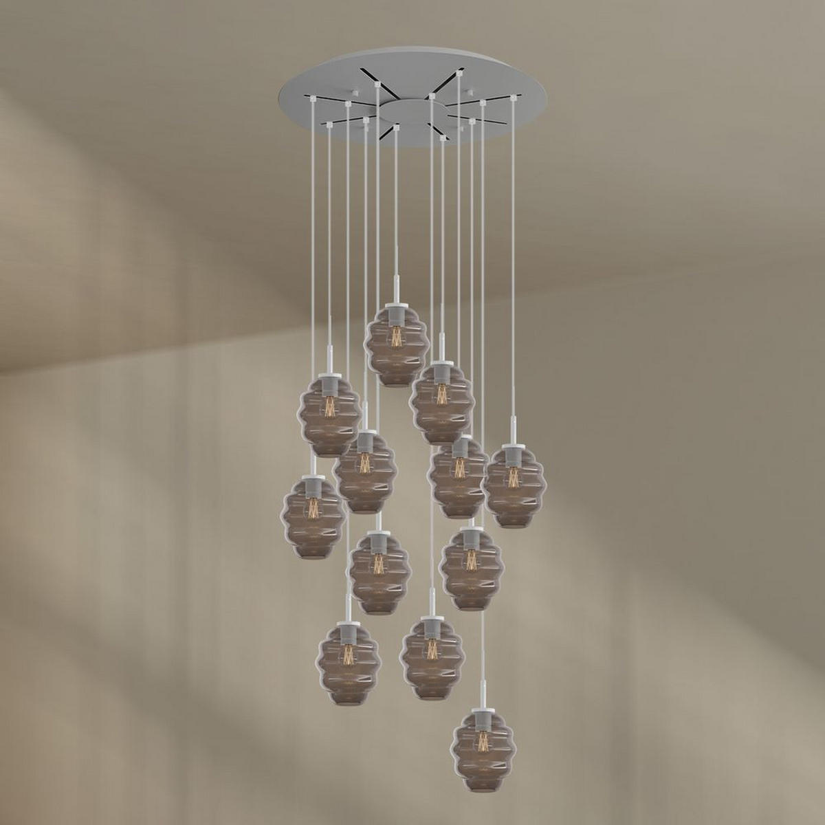 GALERIELEUCHTE Echos 12-flammig Braun Ø 18cm - Schwarz/Braun, Glas (18/18/20cm) - s.luce