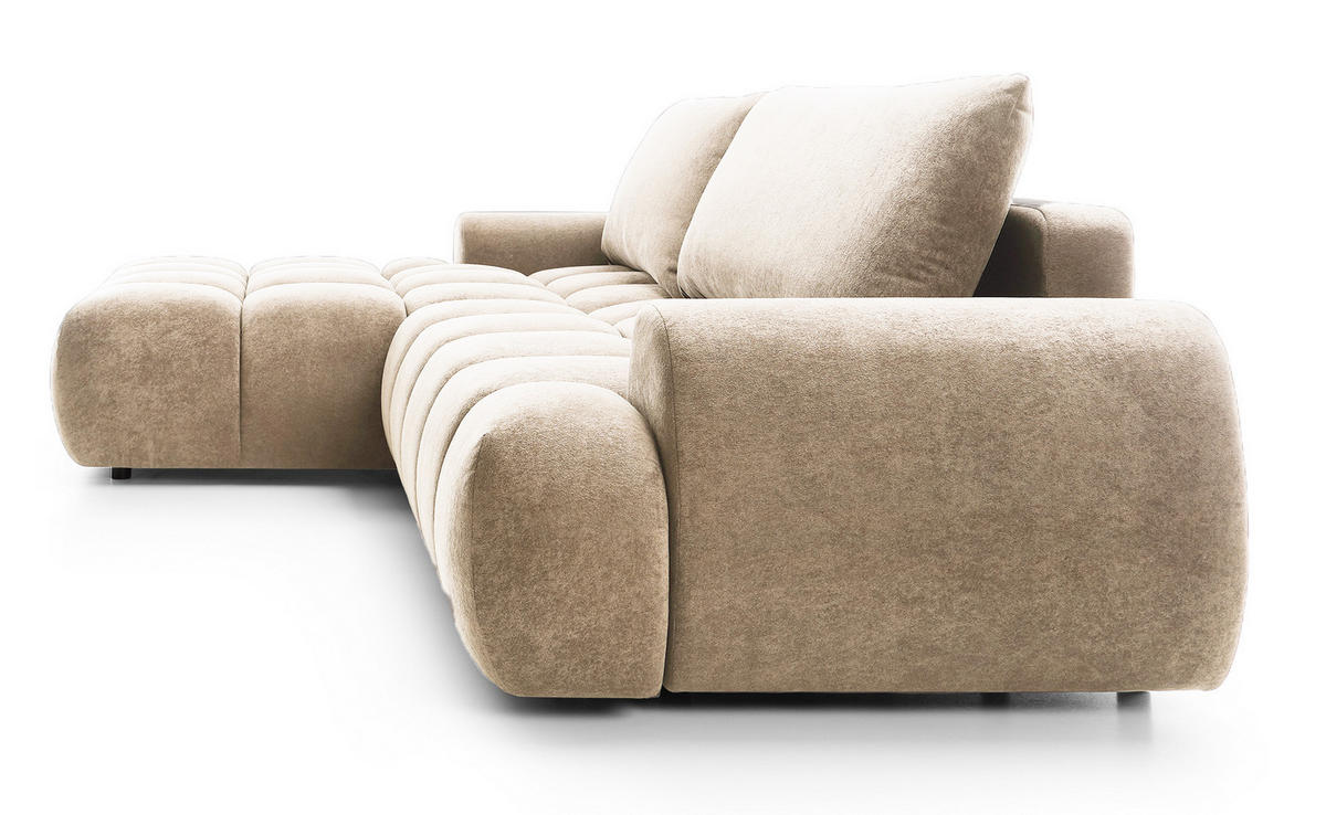 ECKSOFA 280 cm Valerio mit Bettkasten, 280 cm, Links, Schlaffunktion, Beige - Beige, Holz (280/177cm) - Emporius