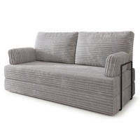 POHOVKA z pěny SILAR s kovovým rámem Manšestrová látka Světle šedá - šedá/světle šedá, textil (170/86/80cm) - MASSENO