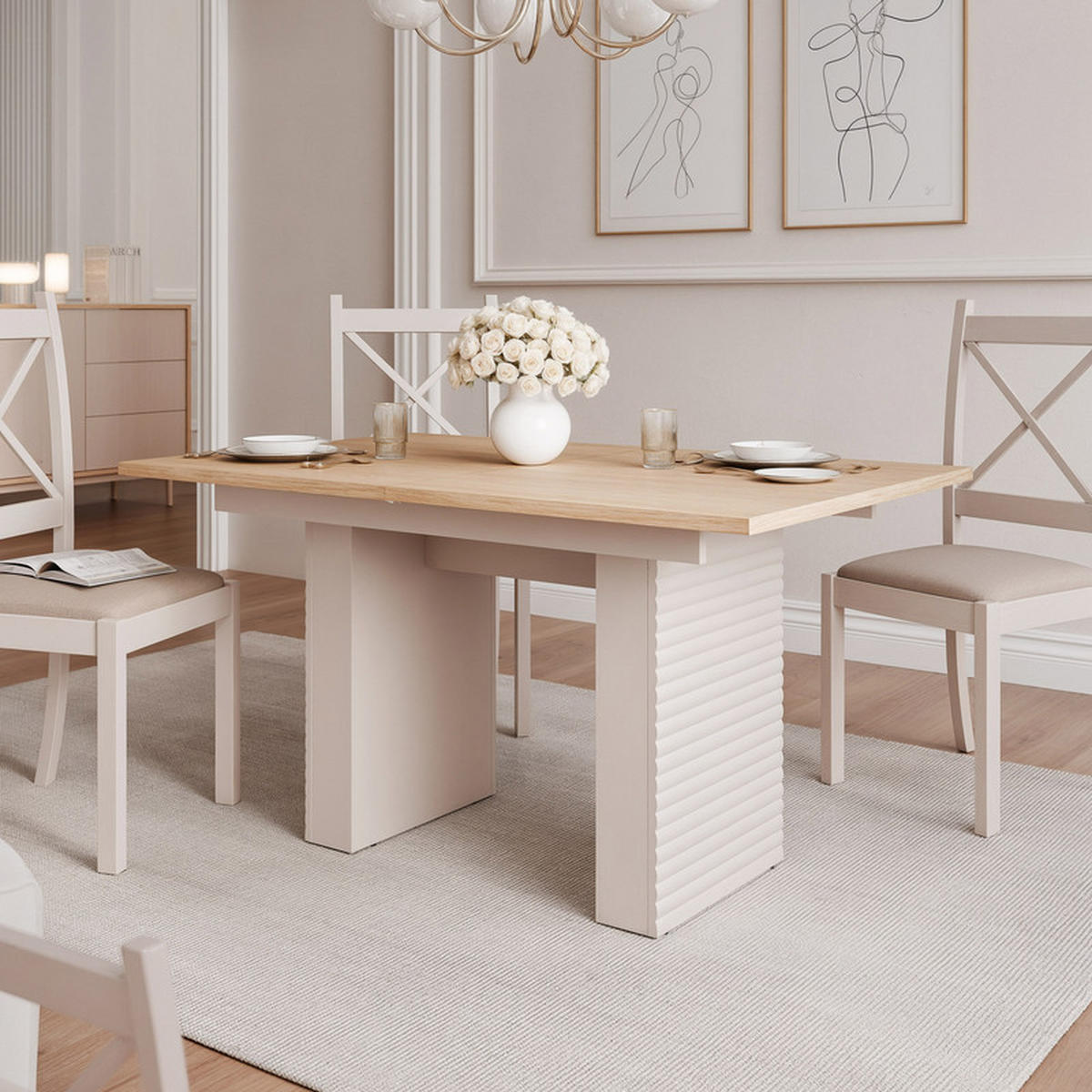 AUSZIEHTISCH LUSSO 140/90/75 cm Eiche - Eichefarben, Holzwerkstoff (90/140/75cm) - Idohome