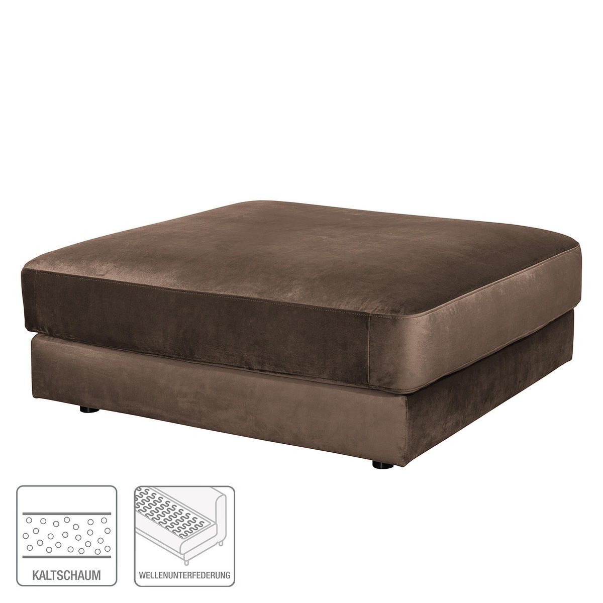 POLSTERHOCKER - Samt - Schwarz/Braun, Textil/Metall (112/42/112cm) - home24