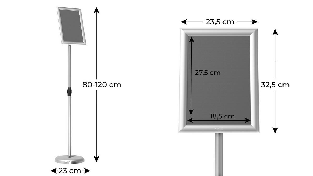 INFORMATIONSSTÄNDER A4, mit Aluminiumrahmen - Weiß, Metall (24/24/108cm) - ALLboards