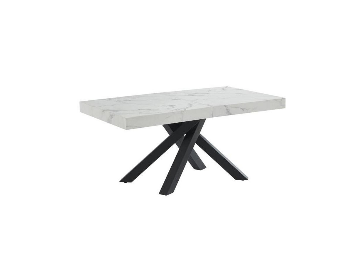 ESSTISCH ausziehbar - 6 bis 10 Personen - MDF & Metall - Marmor-Optik Weiß & Schwarz - CATONAV - Hellgrau, Holz (240/90/75cm) - Vente-Unique