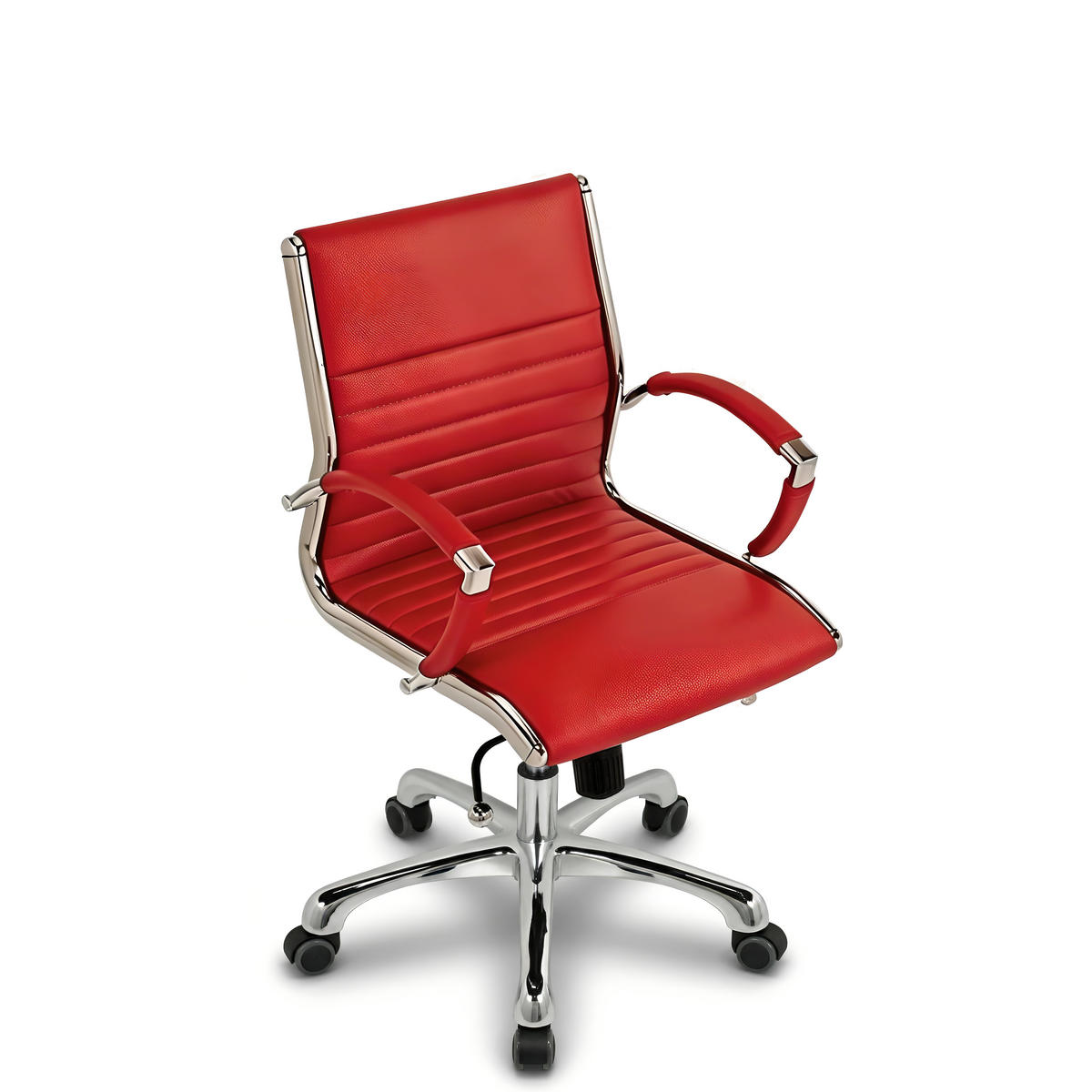 DREHSTUHL Montreal Echtleder Rot – ergonomisch, 150 kg belastbar, Sitzhöhe 46-54cm - Rot, Leder/Metall (60/97/60cm) - Versee
