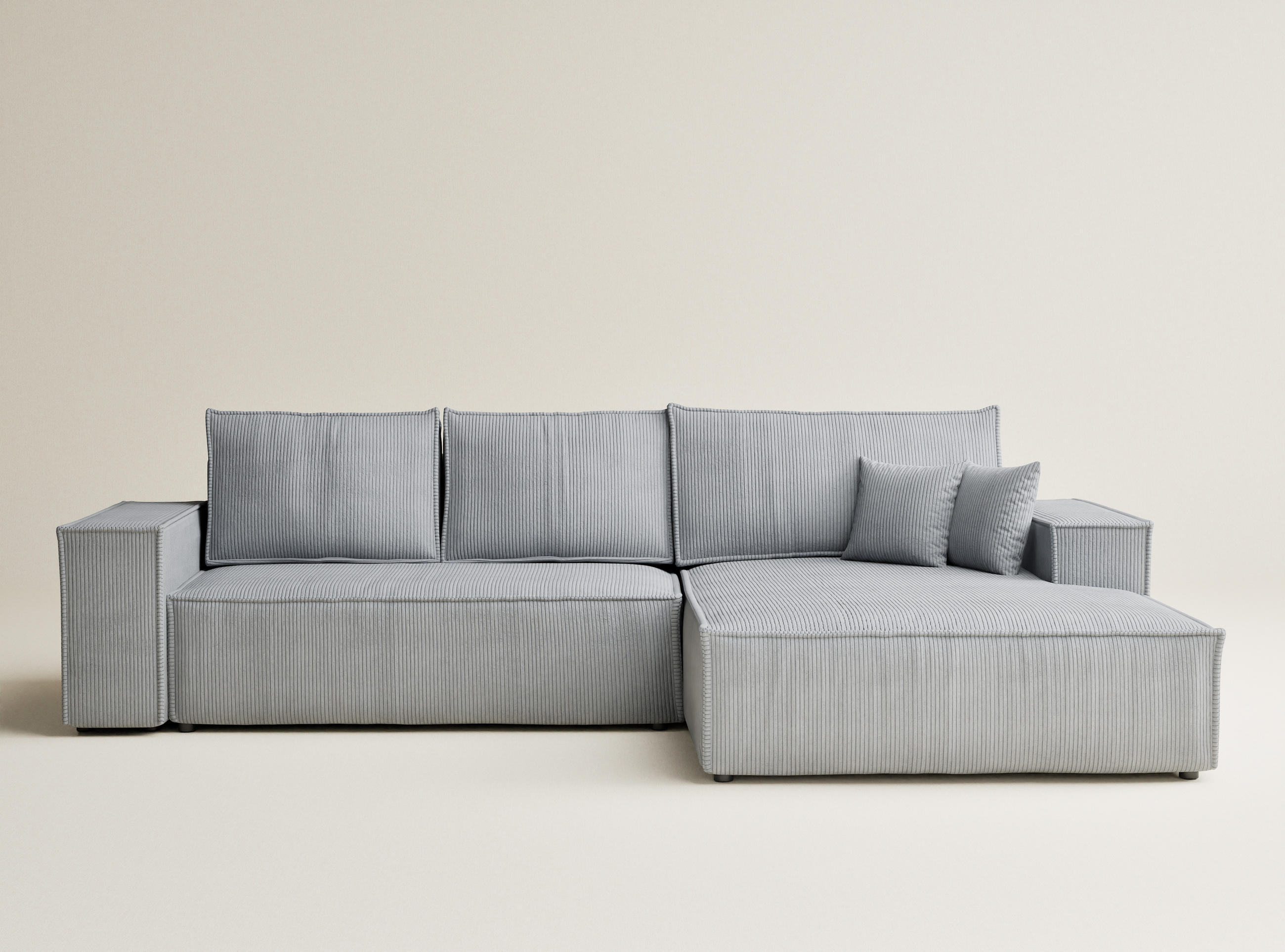 ECKSOFA MIT SCHLAFFUNKTION Maze Hellgrau Samtstoff - Hellgrau/Schwarz, Holz/Holzwerkstoff (294/185cm) - Maison de Reve