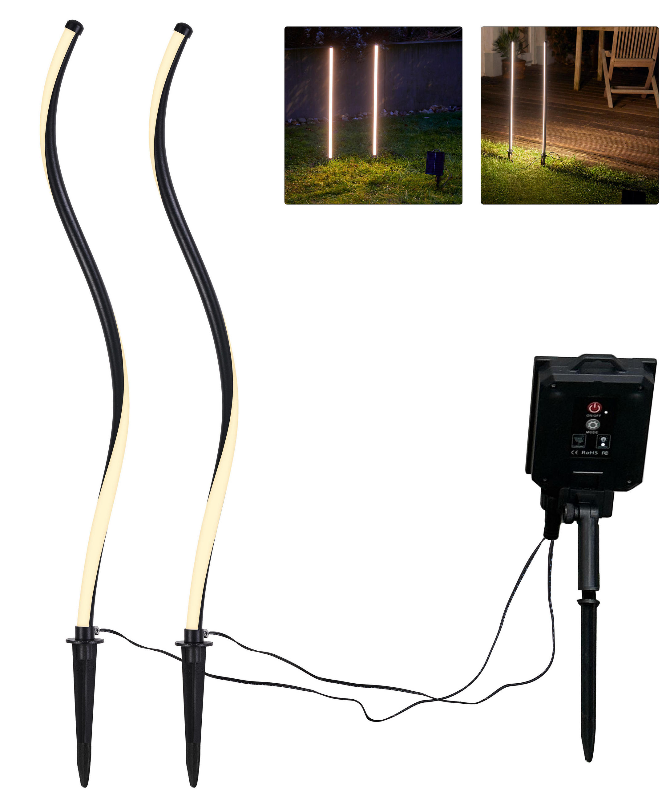SOLAR-LED-GARTENSTECKER - warmweiß mit Dämmerungssensor und wetterfestem Design für stimmungsvolle Außenbeleuchtung - Weiß, Kunststoff (2/2/72cm) - Northpoint