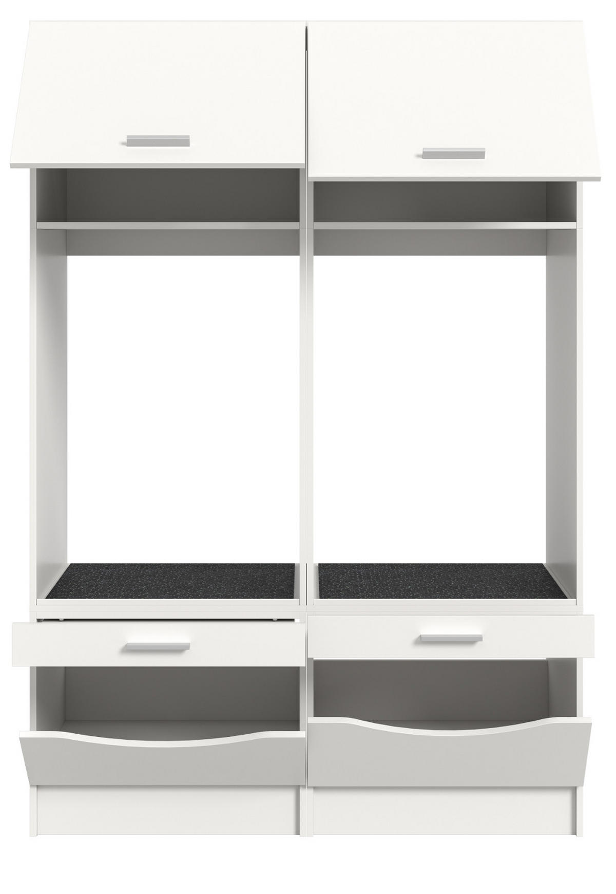 WASCHMASCHINENSCHRANK weiß Set 2-teilig 132 cm, Waschmaschinenumbau mit viel Stauraum - Silberfarben/Weiß, Glas/Holzwerkstoff (132/195/68cm) - Inn.Furn