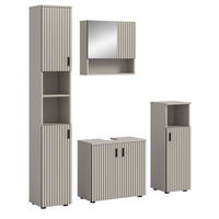 BADMÖBEL-SET Kaschmir 4-teilig 150 cm, Komplettset mit viel Stauraum - Kaschmir/Schwarz, Glas/Holzwerkstoff (150/192/30cm) - Inn.Furn
