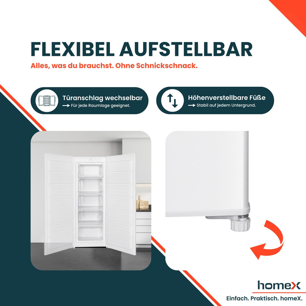 GEFRIERSCHRANK FS1682E-W groß - 168L Nutzinhalt, 4-Sterne Gefrieren, Freezer, leise 37 dB, weiß - Weiß, Kunststoff/Metall (54.5/142.5/57.5cm) - homeX