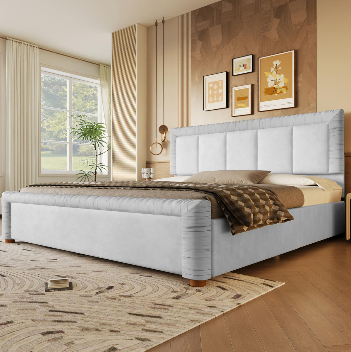 POLSTERBETT aus französischem Samt 180x200 cm Grau mit 2 Schubladen - Grau, Textil (180/200cm) - Modfu
