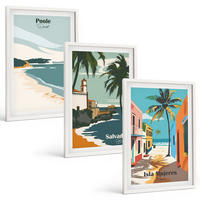 BILDER SET 3er Set - 40x60 cm Weißer Rahmen - Tropische Strände und Palmen - Weiß, Kunststoff (40/60cm) - TULUP
