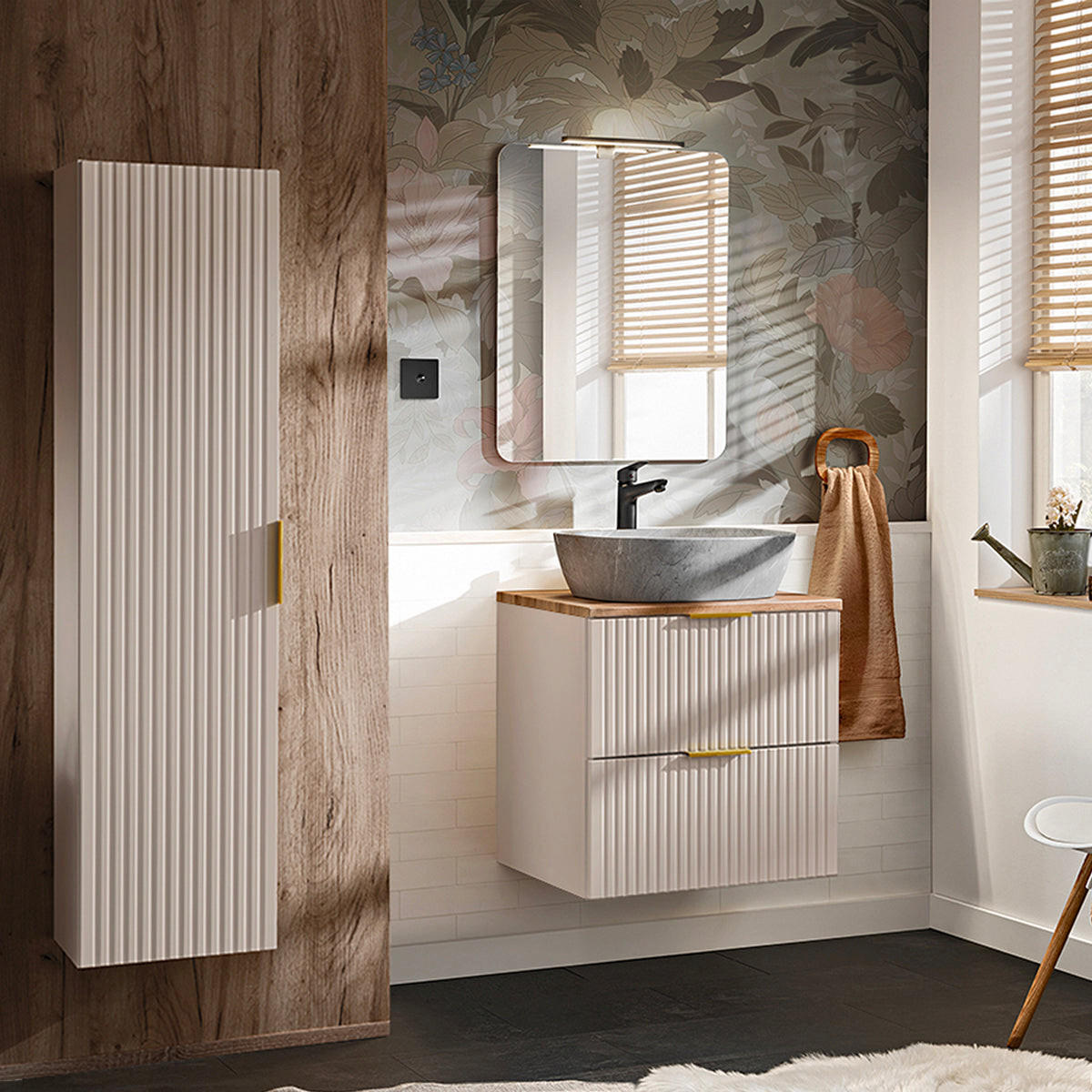 WASCHTISCH 60.6cm Adriel Beige - Beige/Grau, Holzwerkstoff (60.6/59/46cm) - Petits-meubles