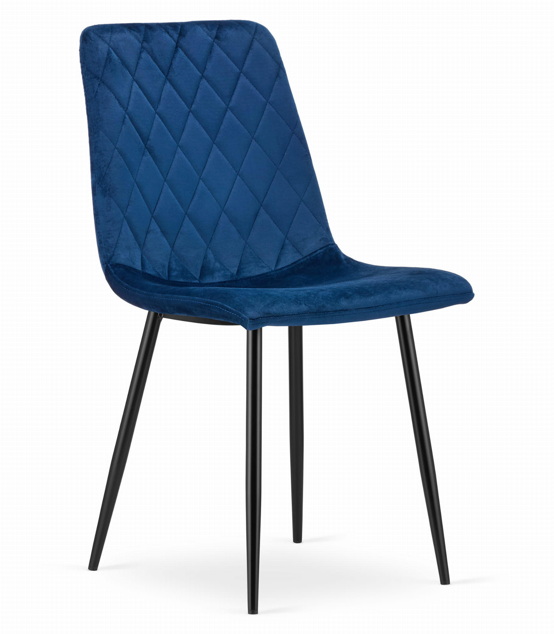 STUHL SCANNO 1 Stück, Blau, mit Samtstoff gepolstert - Blau, Textil/Metall (45/89/53cm) - Komodee