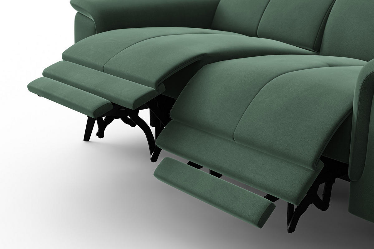 SOFA RELAX FIERO 2-Sitzer, Grüner Veloursstoff - Schwarz/Grün, Holz/Textil (170/82/103cm) - Courtois Laville