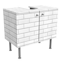 WASCHBECKENUNTERSCHRANK Keramikfliesen Weiß 60/55/35 cm - Weiß, Holzwerkstoff (60/55/35cm) - Bilderwelten