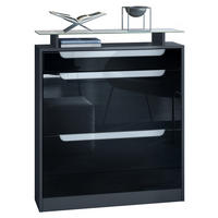 SCHUHSCHRANK Fiesta Fronten in Schwarz Hochglanz, Griffmulden in Weiß Hochglanz - Schwarz Hochglanz, Holzwerkstoff (89/104/23cm) - Vladon